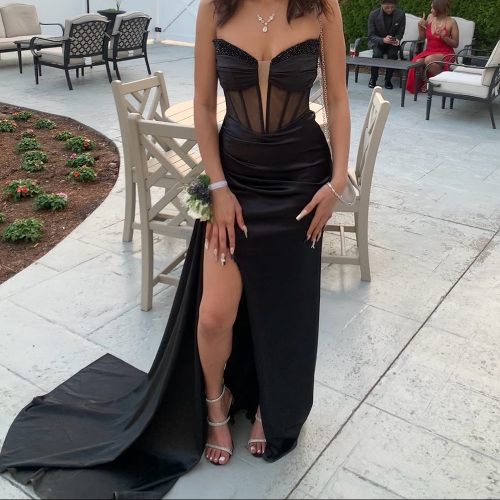 LaDivine By Cinderella Divine Black Corset Styled Dress